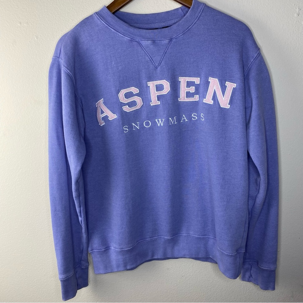 Ocean beach sportswear purple Aspen spell-out crewneck sweatshirt womens size M